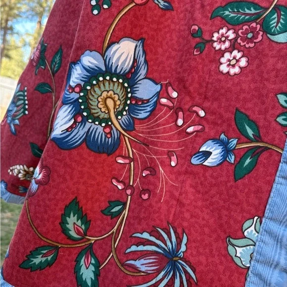 Handmade Quilted Floral Red Women's Jacket - Picture 9 of 13
